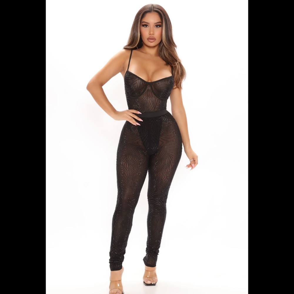 Fashion Nova Baddies Only Rhinestone Leggings ONLY | Black | Size XS